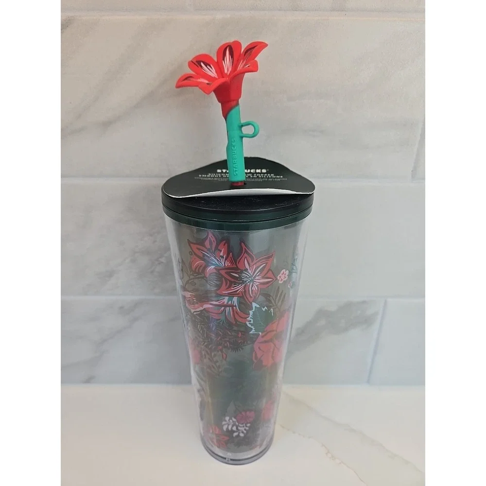 Starbucks Holiday 2022 Poinsettia Venti Tumbler (Dent On‎ Straw)